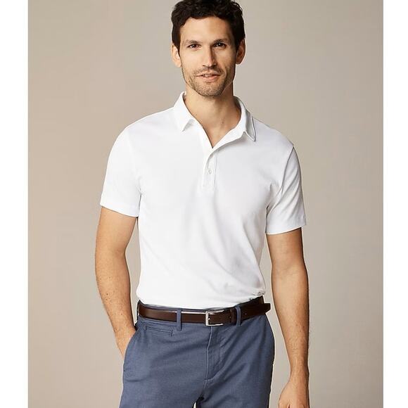 J.Crew Performance Polo Shirt Mens M White Pullover Coolmax Short Sleeve Stretch - Picture 1 of 8